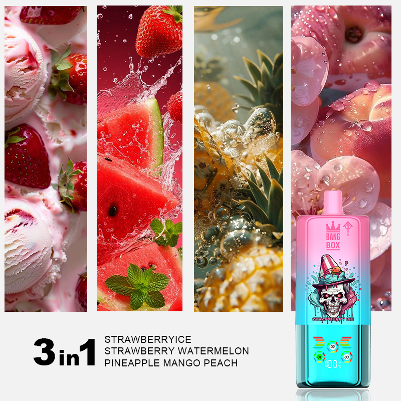 BANGBOX 80K Př&iacute;chuť 08 ledov&aacute; jahoda jahoda meloun ananas mango broskev 3 v 1 vape