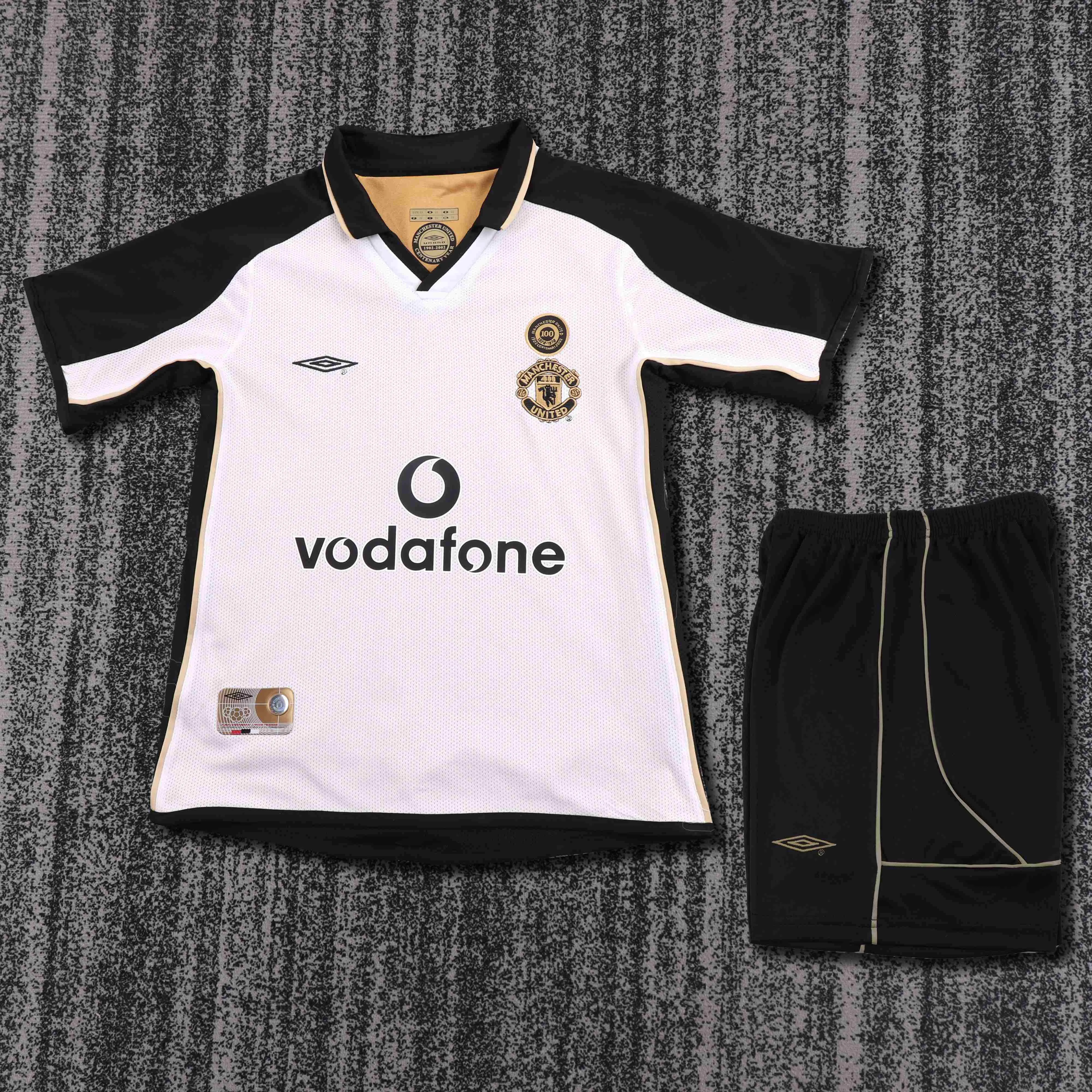 2001-2002 Retro Manchester United 100th Anniversary Edition Football Shirt 1:1 Thai Quality Kids Size