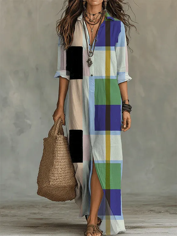 Women's Geometry Pattern-printed Casual Long Dress