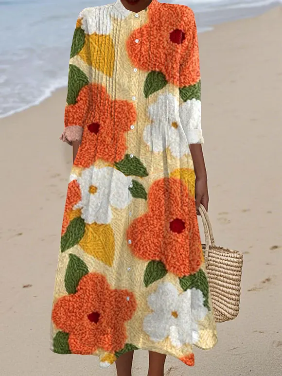 Women's Vintage Floral Art Print Dress