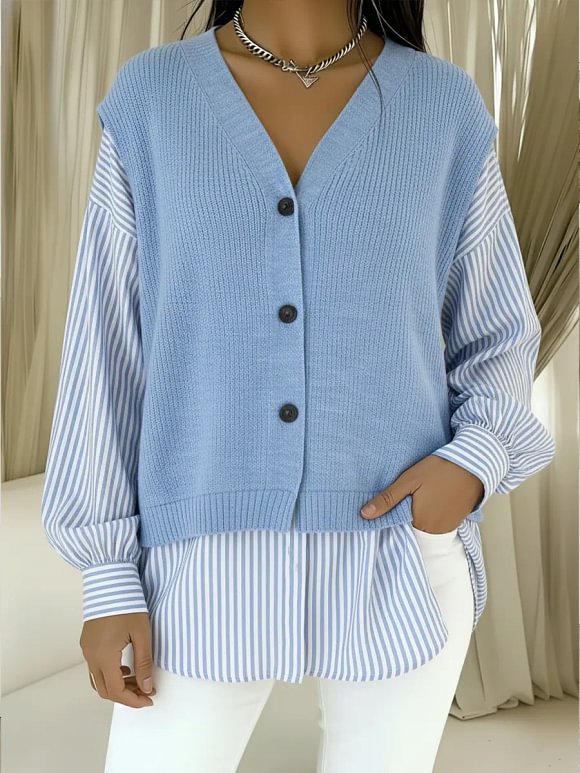 Women's Casual Knit Striped Cardigan