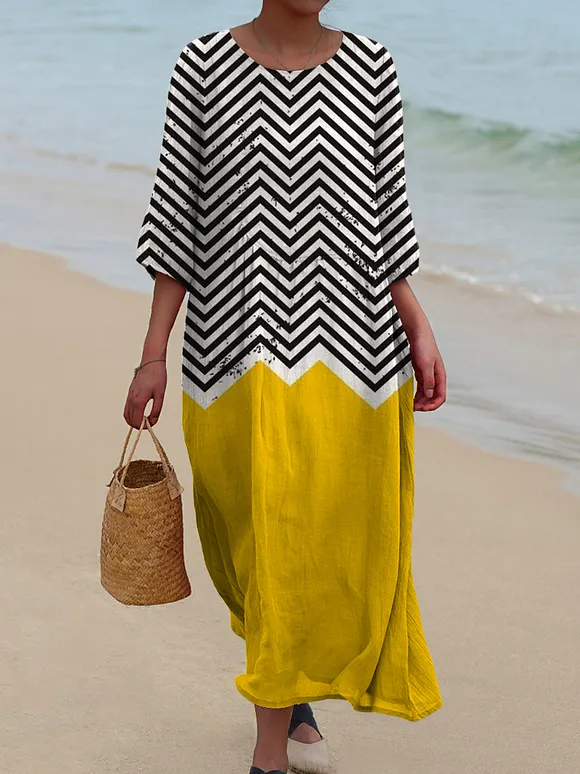 Dress with Asymmetrical Geometric Artistic Print