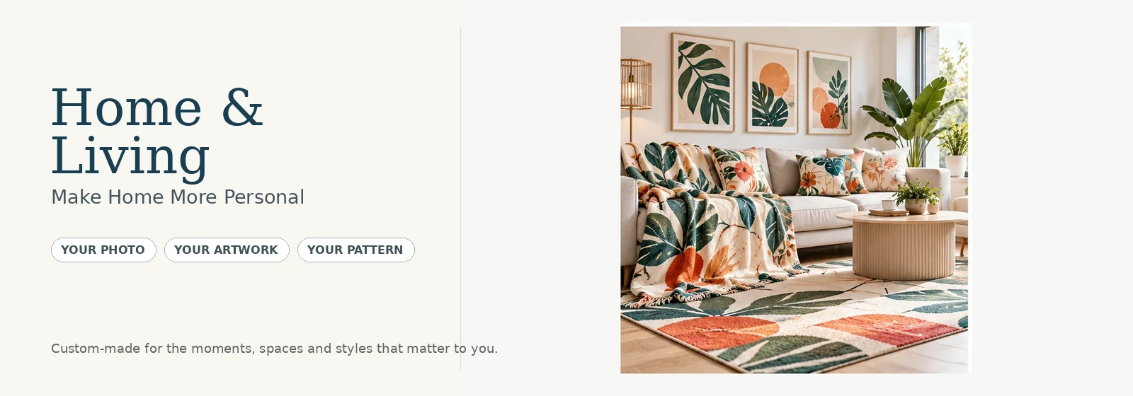Personalized home decor with custom blankets pillows rugs and wall art