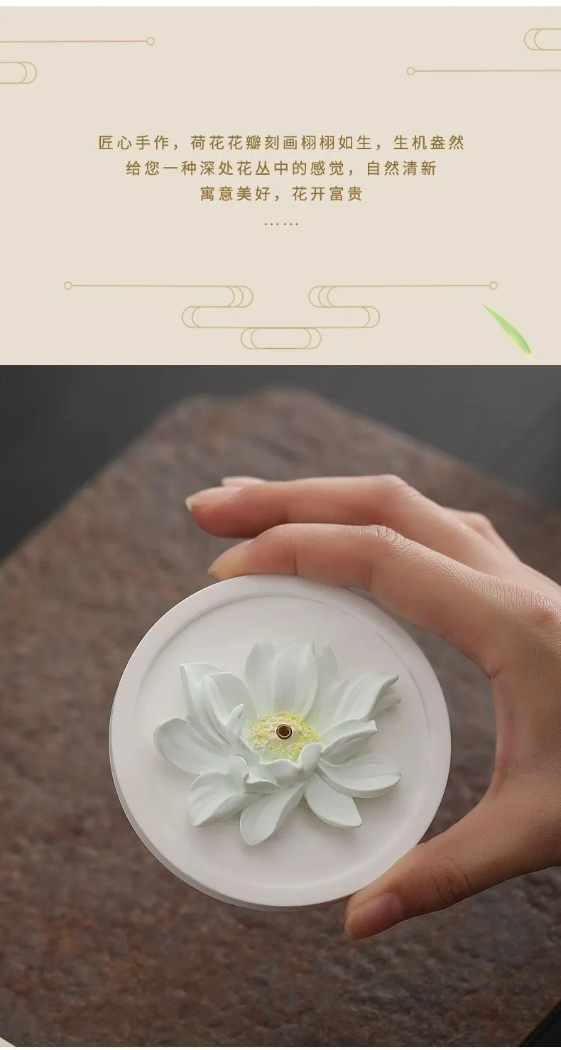 New Creative Home Indoor Incense Burner Incense Lotus Incense Holder Incense Base Purifying Air Tea Table Aromatherapy Ornaments 13