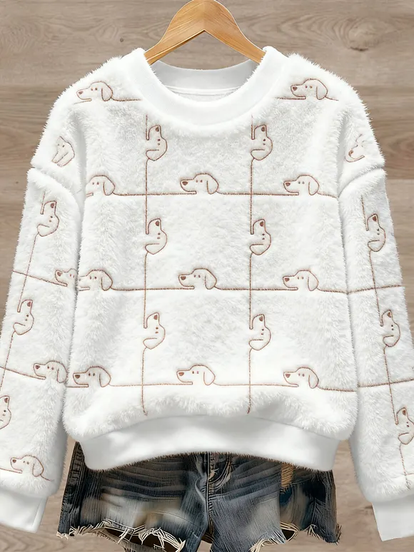 Women's Cute Animal Art Print Casual Flannel Sweater