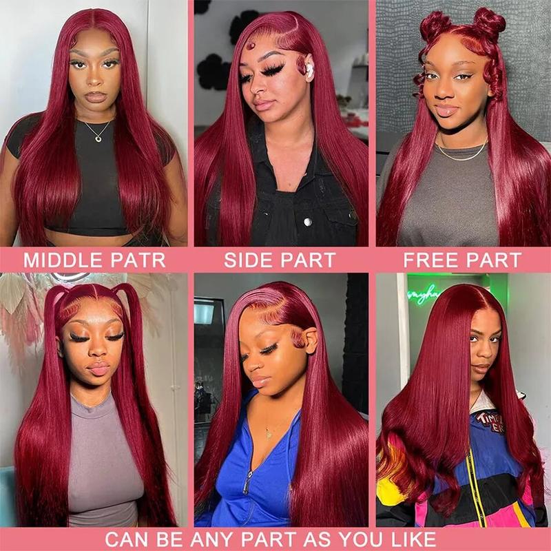 [30Inch for Only $119] Hot Star 13x6 HD Lace Front Wig Human Hair Wigs 99J Red Burgundy Colored 13x4 HD Transparent Ginger Blonde Pre Plucked Lace Frontal P4/27 Highlight Human Hair Straight Wigs Honey Blonde Body Wave Wigs