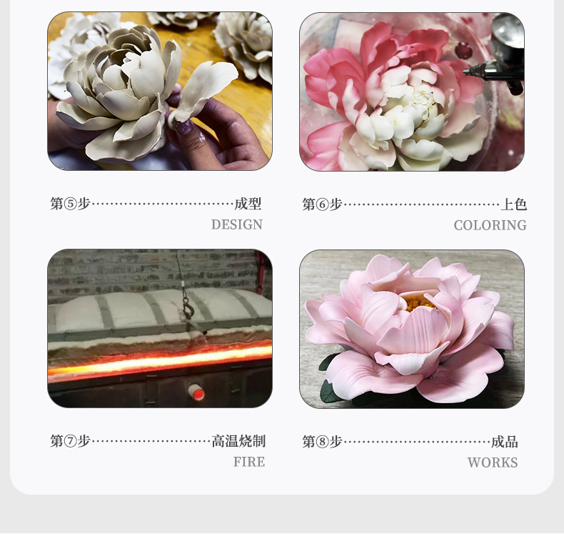 Creative Ceramic Hand Kneading Peony Flower Incense Insert Home Line Incense Base Living Room Tea Room Decoration Crafts Line Incense Insert Incense Burners 16