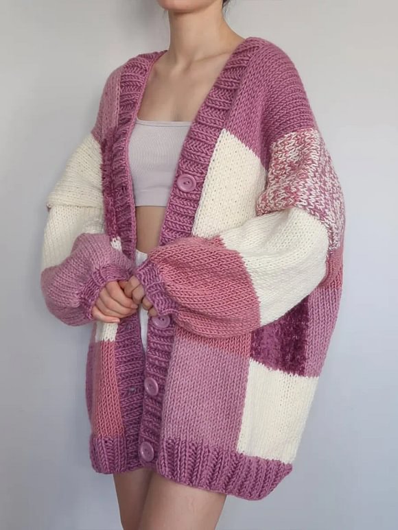 Women's Cozy Loose Plaid Cardigan
