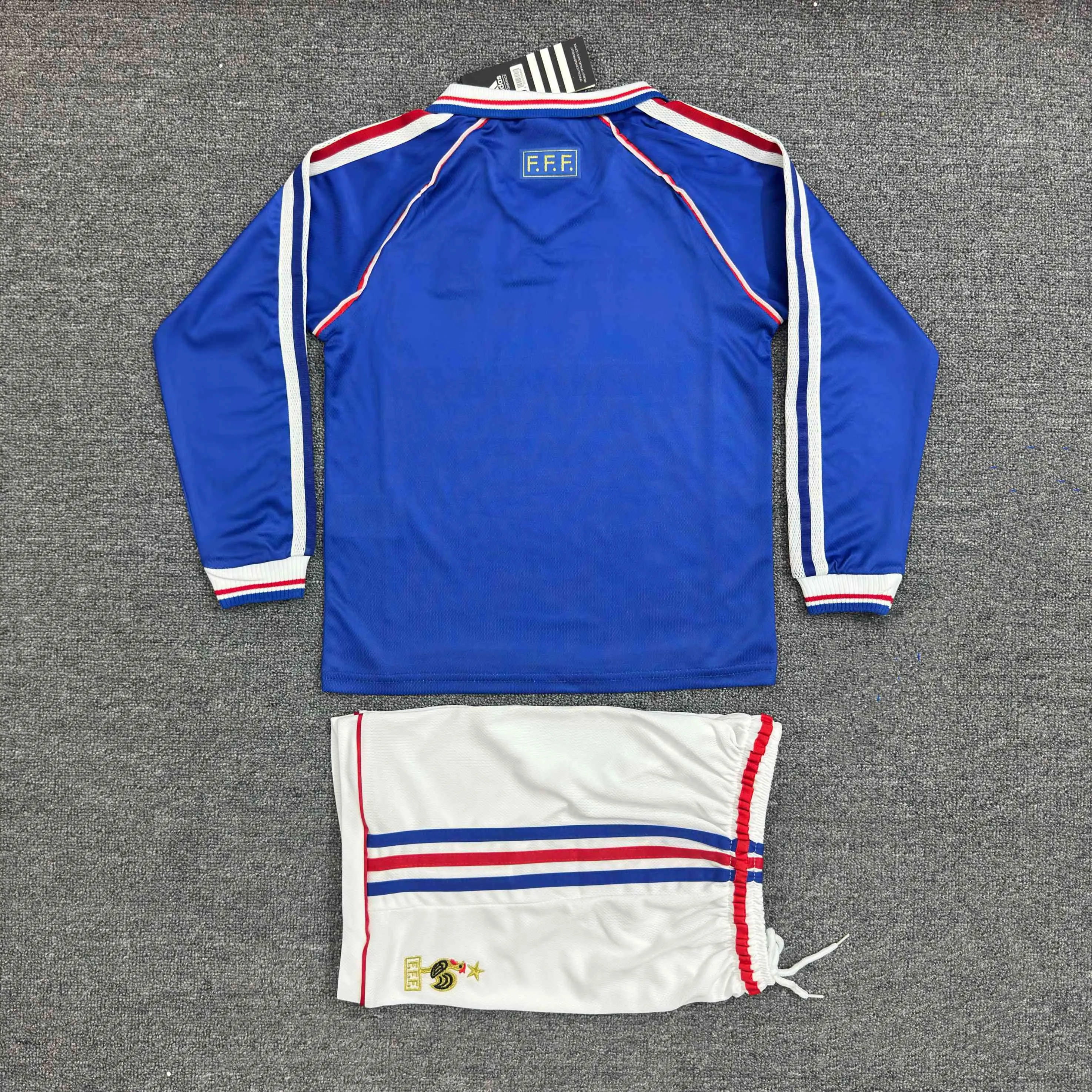 1998 Retro Long Sleeve France Home Football Shirt 1:1 Thai Quality Kids Size