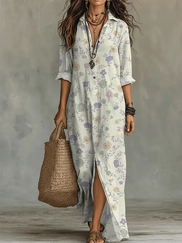 Women's Flower Pattern-printed Casual Long Dress