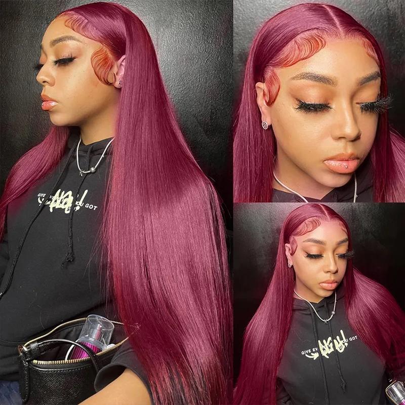 [30Inch for Only $119] Hot Star 13x6 HD Lace Front Wig Human Hair Wigs 99J Red Burgundy Colored 13x4 HD Transparent Ginger Blonde Pre Plucked Lace Frontal P4/27 Highlight Human Hair Straight Wigs Honey Blonde Body Wave Wigs