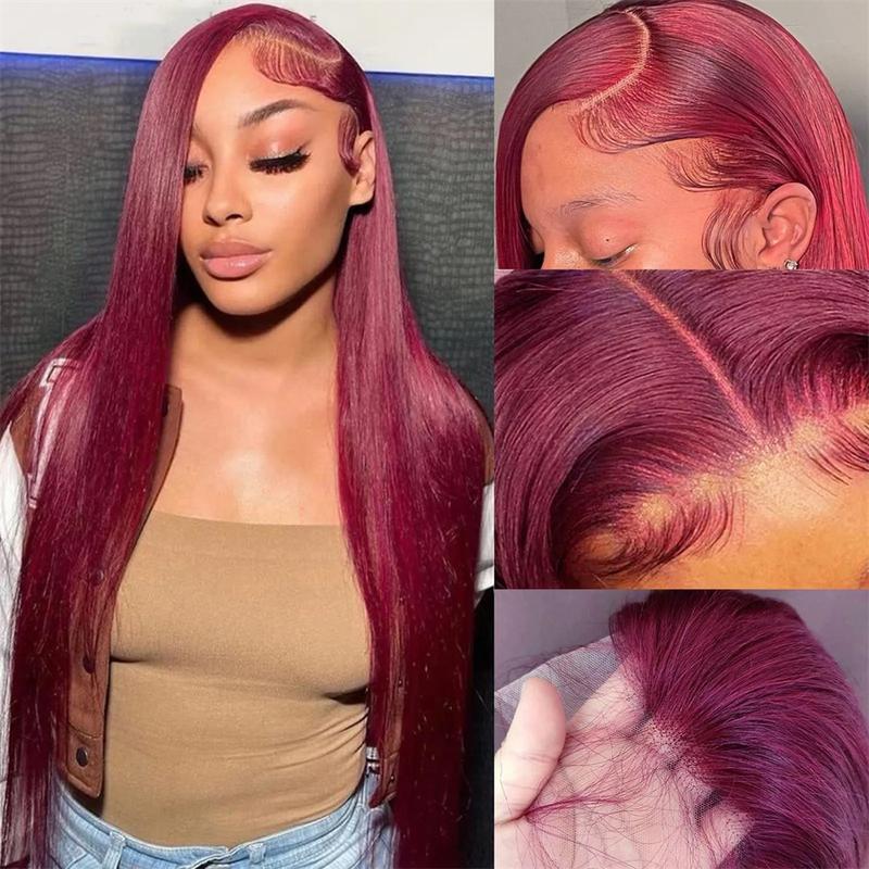 [30Inch for Only $119] Hot Star 13x6 HD Lace Front Wig Human Hair Wigs 99J Red Burgundy Colored 13x4 HD Transparent Ginger Blonde Pre Plucked Lace Frontal P4/27 Highlight Human Hair Straight Wigs Honey Blonde Body Wave Wigs