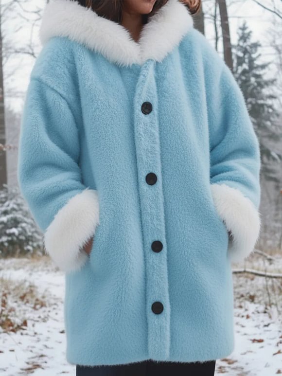 Cozy Fur-trimmed Mink Fleece Button-down Coat