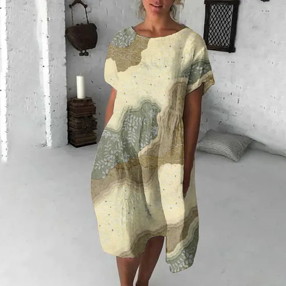 Japanese Flowers Art Flowy Midi Dress