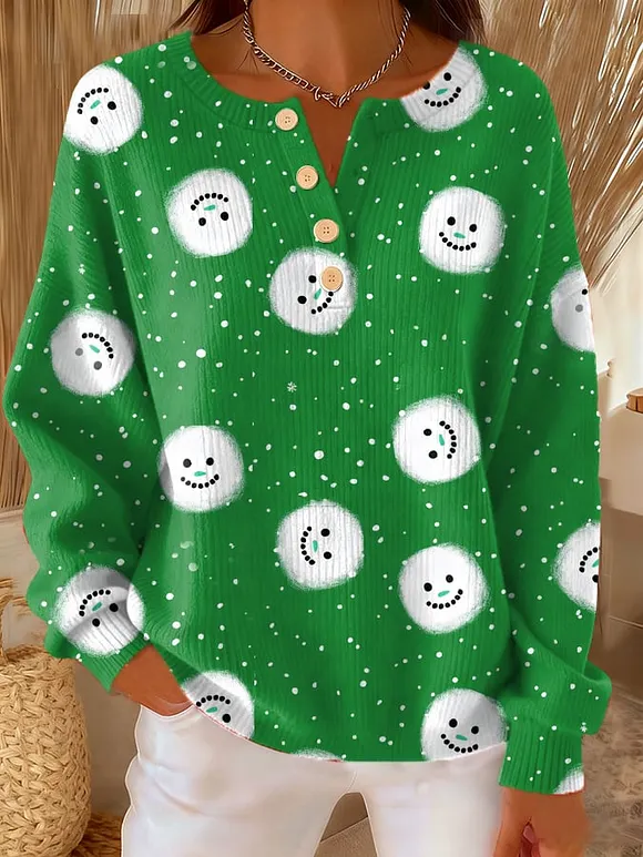 Women's Christmas button knitted top