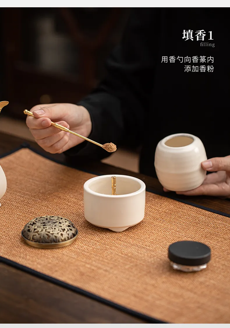 Premium White Ceramic Incense Seal Kit with Powder Jar 20