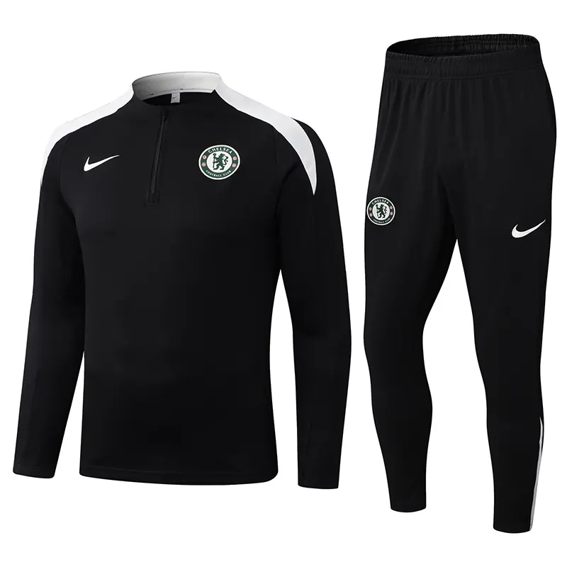 2025/2026 Chelsea Half-Pull Training Suit Black Football Shirt 1:1 Thai Quality Set