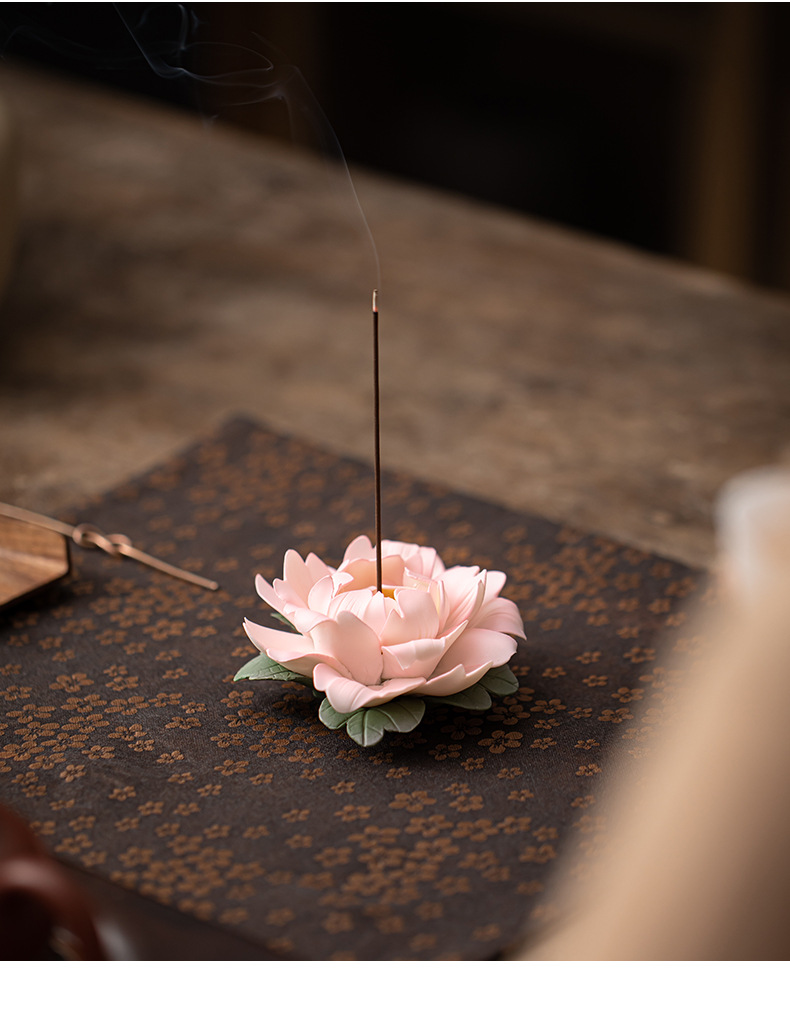 Creative Ceramic Hand Kneading Peony Flower Incense Insert Home Line Incense Base Living Room Tea Room Decoration Crafts Line Incense Insert Incense Burners 20