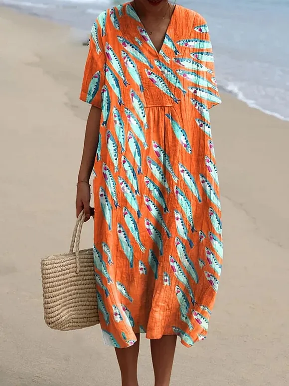 Women's  Fish  Art Print  Casual Dress