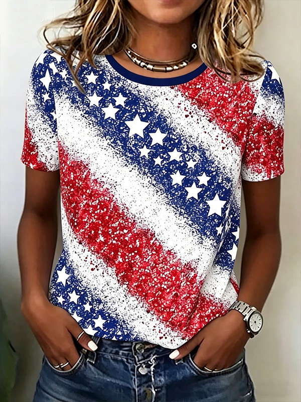 Women's Independence Day Art Print Casual T-Shirt