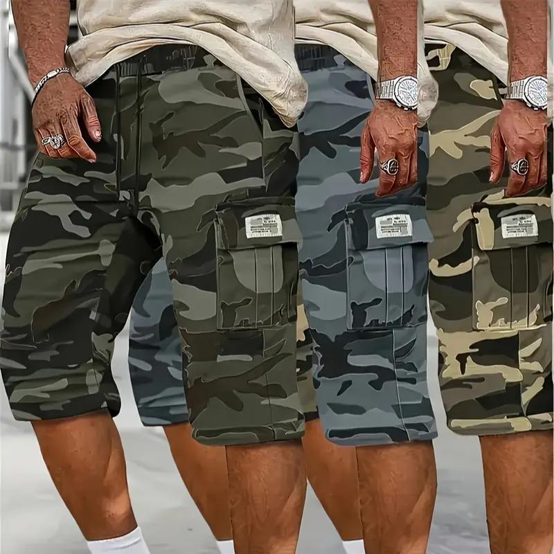 Camouflage Twill Pocket Shorts Three-Piece Set Men's Casual Khaki Green Black Trousers Suitable For Daily Wear Outfit Menswear mens shorts shorts for summer essential shorts bop shorts Breathable Drawstring Shorts streetwear sport Camouflage Twill Pocket Shorts Three-Piece Set Men's Casual Khaki Green Black Trousers Suitable For Daily Wear Outfit Menswear mens shorts shorts for summer essential shorts bop shorts Breathable Drawstring Shorts streetwear sport
