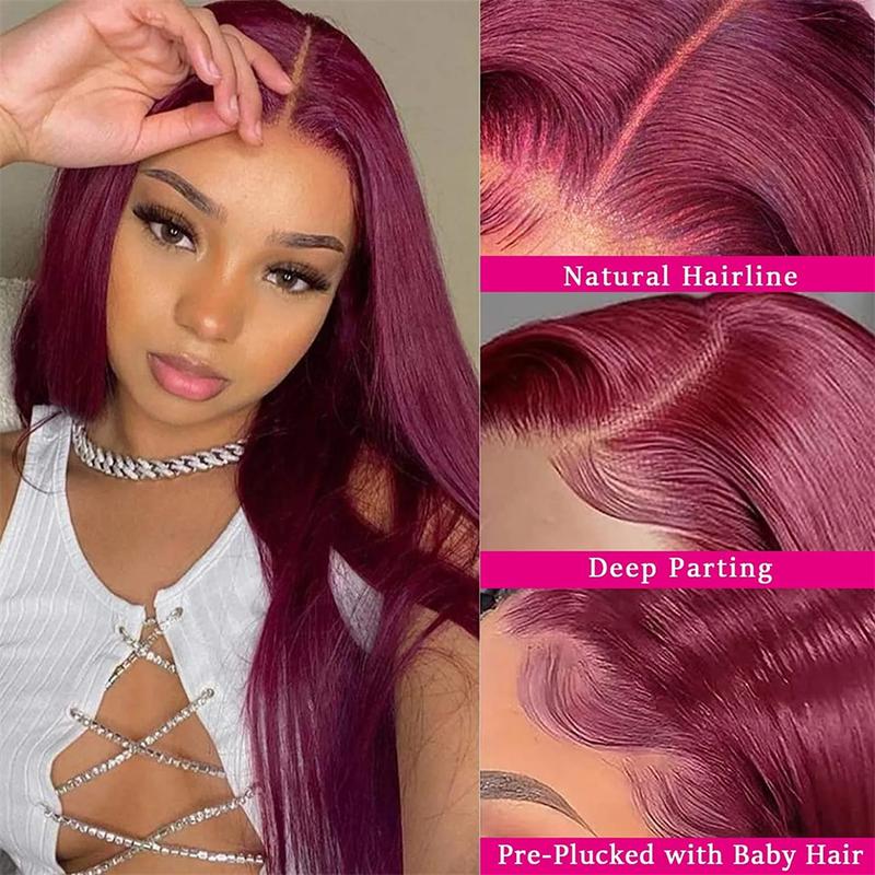 [30Inch for Only $119] Hot Star 13x6 HD Lace Front Wig Human Hair Wigs 99J Red Burgundy Colored 13x4 HD Transparent Ginger Blonde Pre Plucked Lace Frontal P4/27 Highlight Human Hair Straight Wigs Honey Blonde Body Wave Wigs