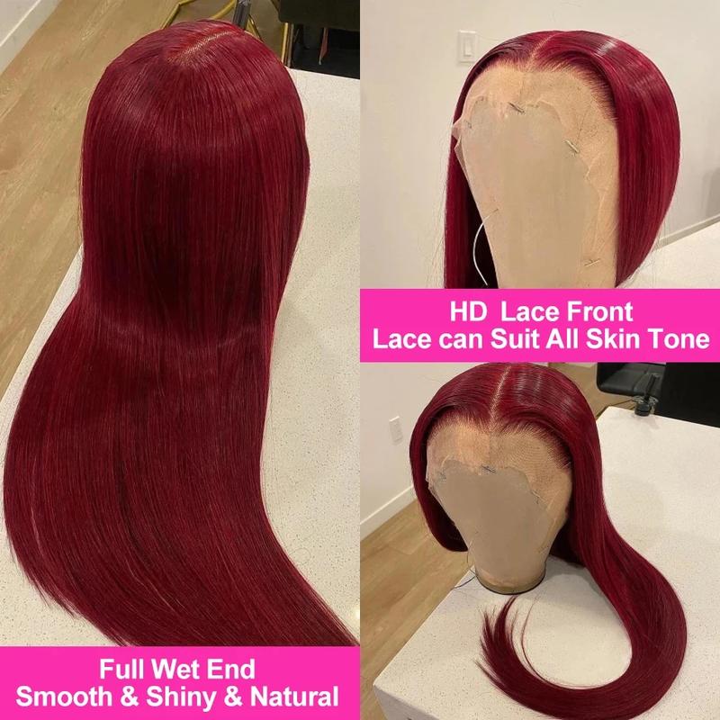 [30Inch for Only $119] Hot Star 13x6 HD Lace Front Wig Human Hair Wigs 99J Red Burgundy Colored 13x4 HD Transparent Ginger Blonde Pre Plucked Lace Frontal P4/27 Highlight Human Hair Straight Wigs Honey Blonde Body Wave Wigs