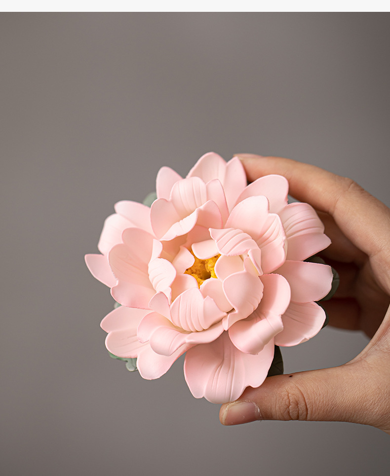 Creative Ceramic Hand Kneading Peony Flower Incense Insert Home Line Incense Base Living Room Tea Room Decoration Crafts Line Incense Insert Incense Burners 14