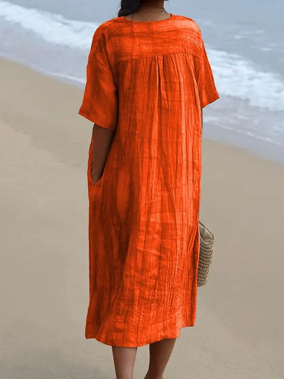 Women's Vintage Lovely Fish Art Print Flowy Dress