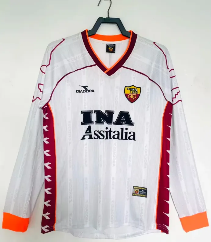 1998-1999 Retro Long Sleeve Roma Away  Soccer Jersey 1:1 Thai Quality