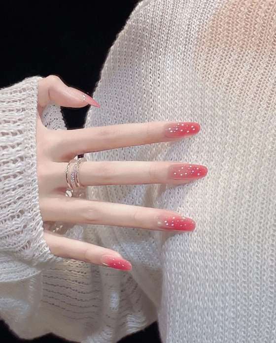 Pink nails design light pink With Glitter