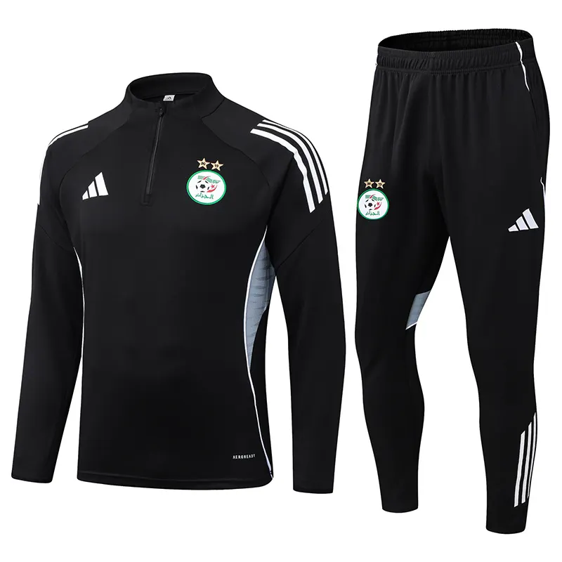 2025/2026 Algeria National Team Half-Pull Training Suit Black Shirt 1:1 Thai Quality Set